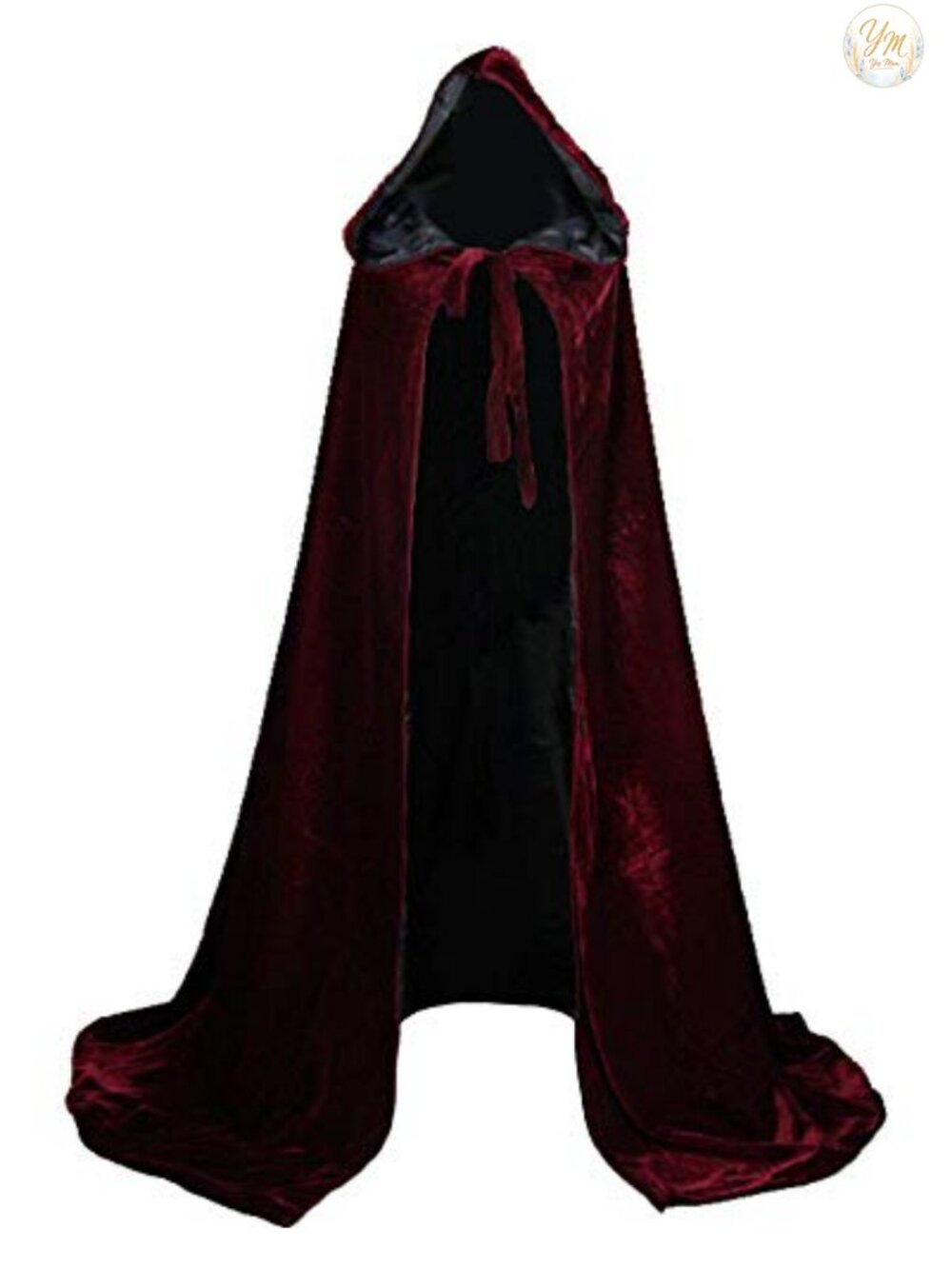 Medieval Velvet Cape with Hood, Reversible Satin Lining, 50in